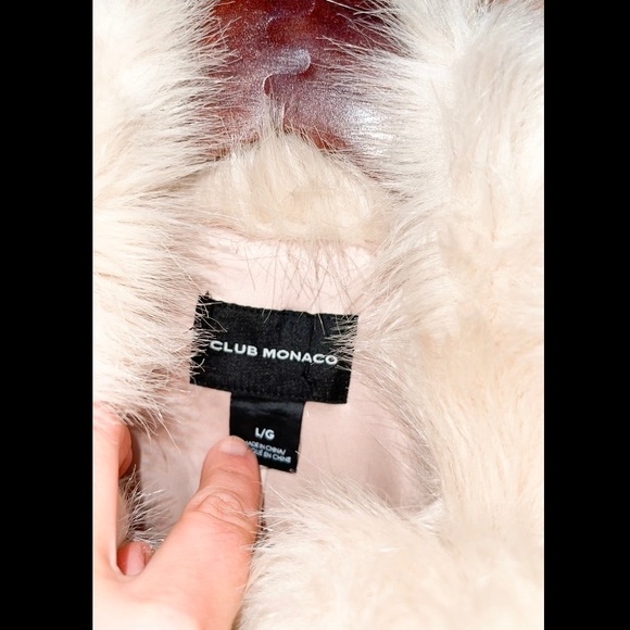 Cream wool coat with faux fur SZ L Club Monaco - Picture 6 of 7